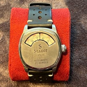 Stauer Men's Silver and Black Automatic Watch
